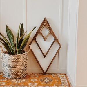 Boho Tri-Diamond Wall Art - real wood